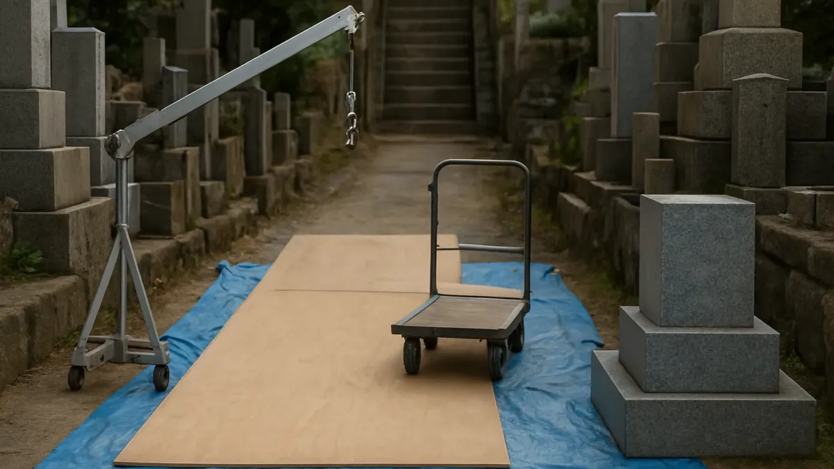 墓じまいで搬出路が狭い・石段がある場合、どう安全に運び出す？